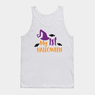 My First Halloween, Witch Hat, Pointy Hat, Bats Tank Top